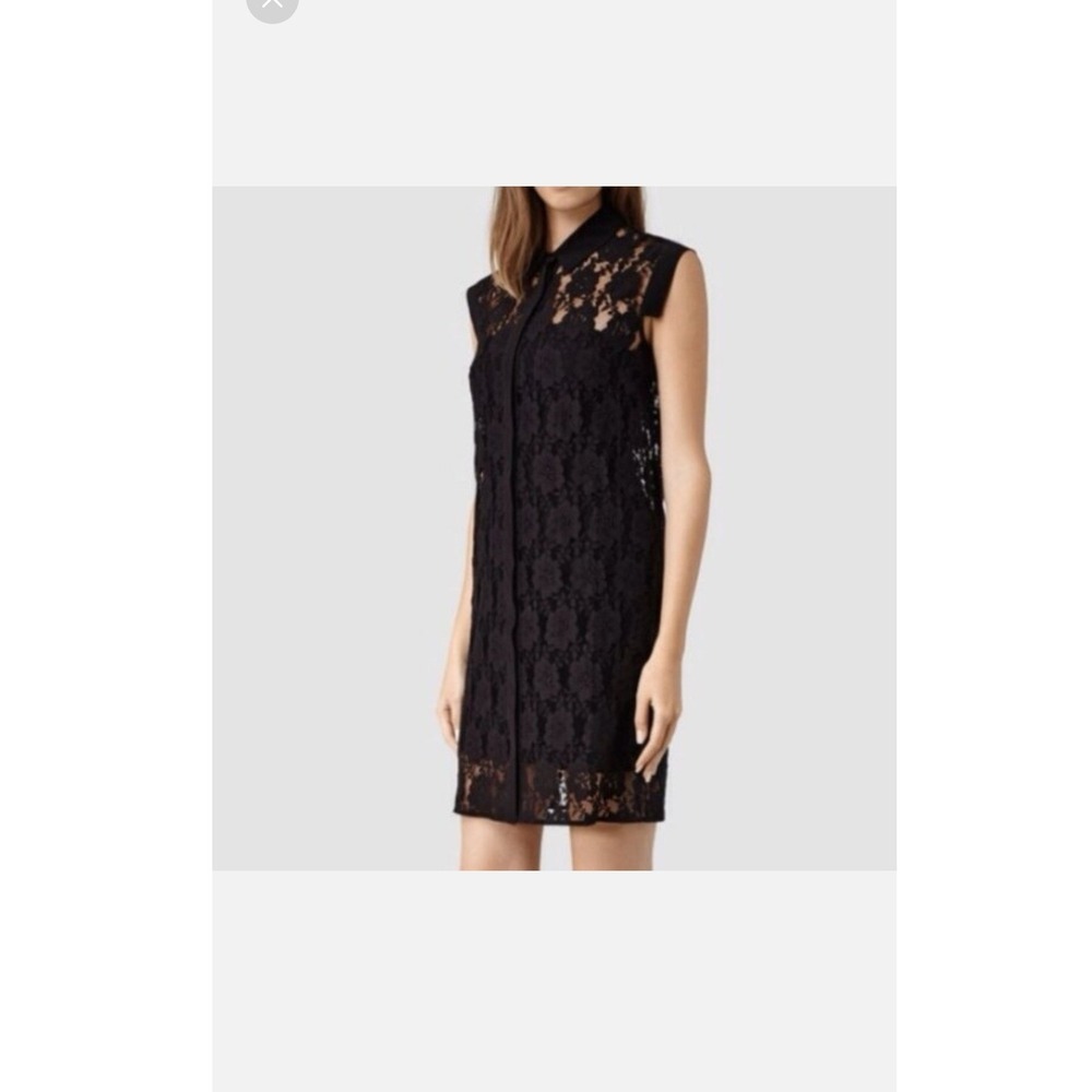 All Saints Nya Lace Floral Dress Goth Whimsigoth Fairy Sz 4 Black Mesh - Picture 1 of 11